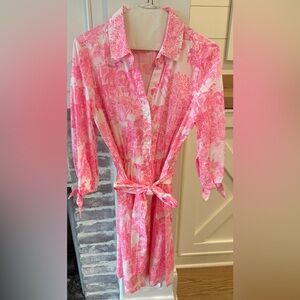 Lilly Pulitzer Pink and White Leaf Print Dress